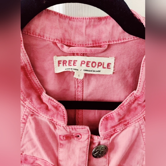 NWOT Free People Denim Jacket, Pink, size L - Picture 7 of 7